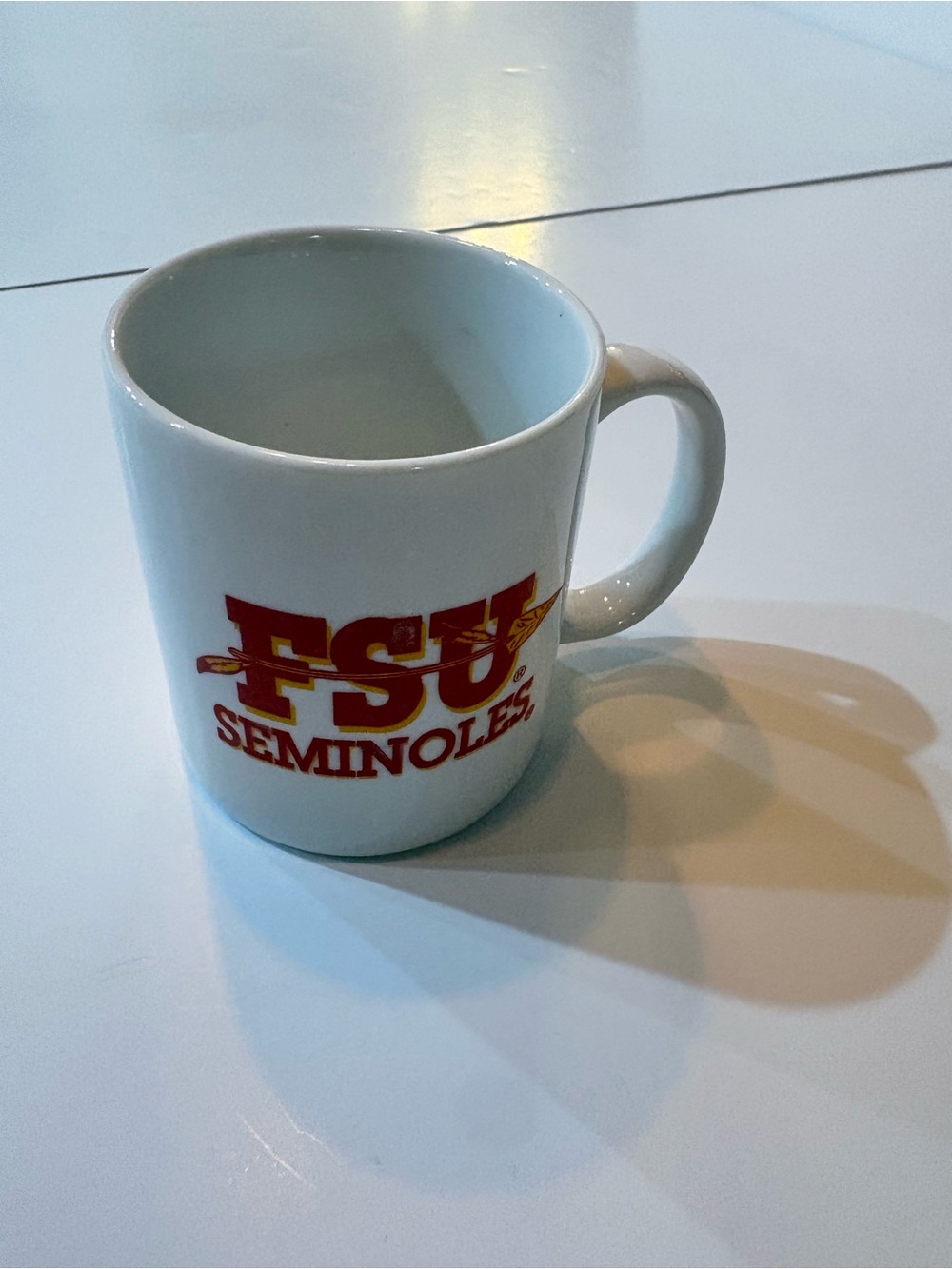 White Mug with Red and Gold FSU Seminoles Logo
